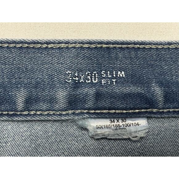 Banana Republic Men's Traveler Slim Fit Blue Denim Jeans - Size 34x30 (35x28.5) - Picture 4 of 4